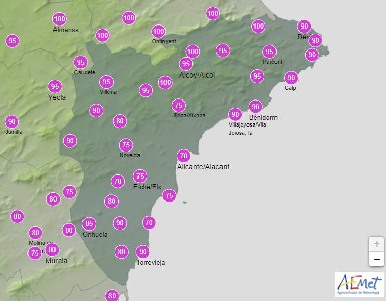 Previsiones de precipitaciones para este lunes 25 de marzo.