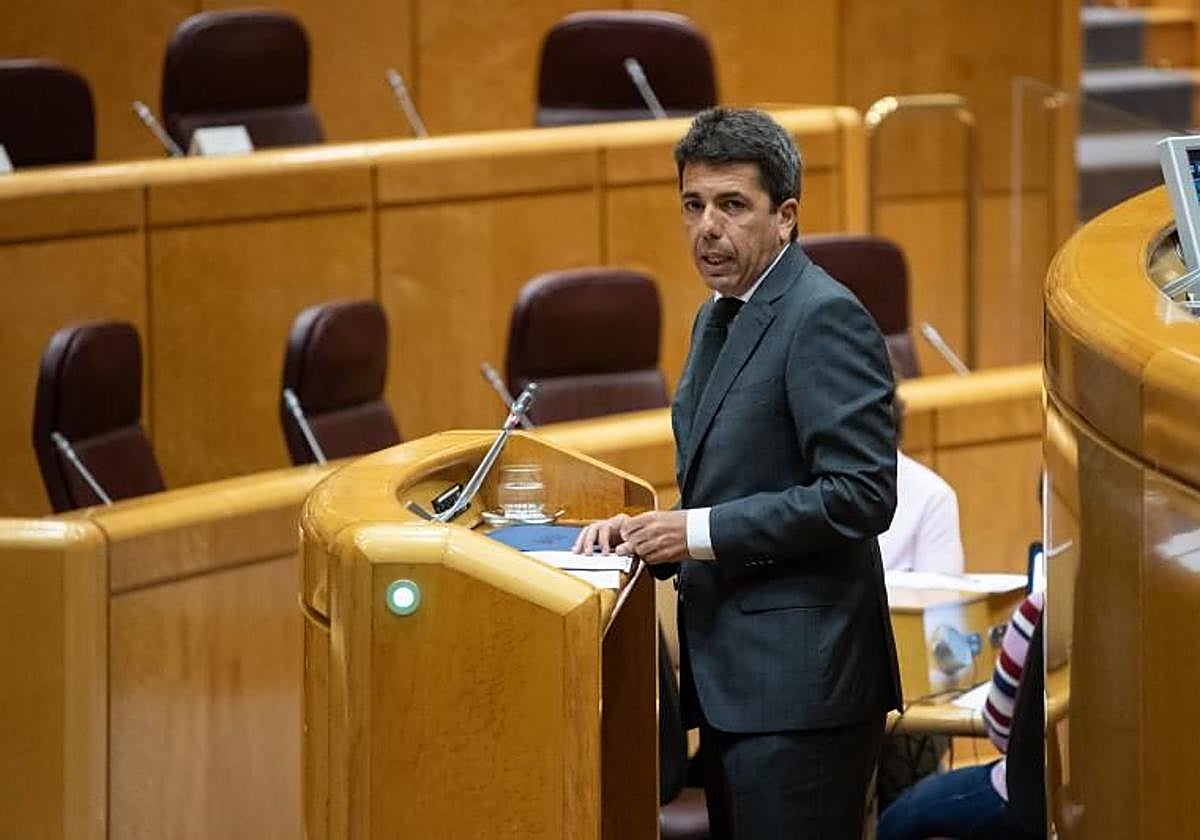 Carlos Mazón, durante su intervención en el Senado.