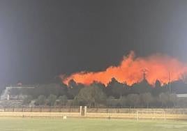Las llamas fueron avivadas por el fuerte viento.