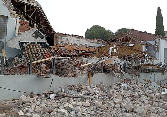 Apariencia de la oficina Labora de Ibi tras el derrumbe.