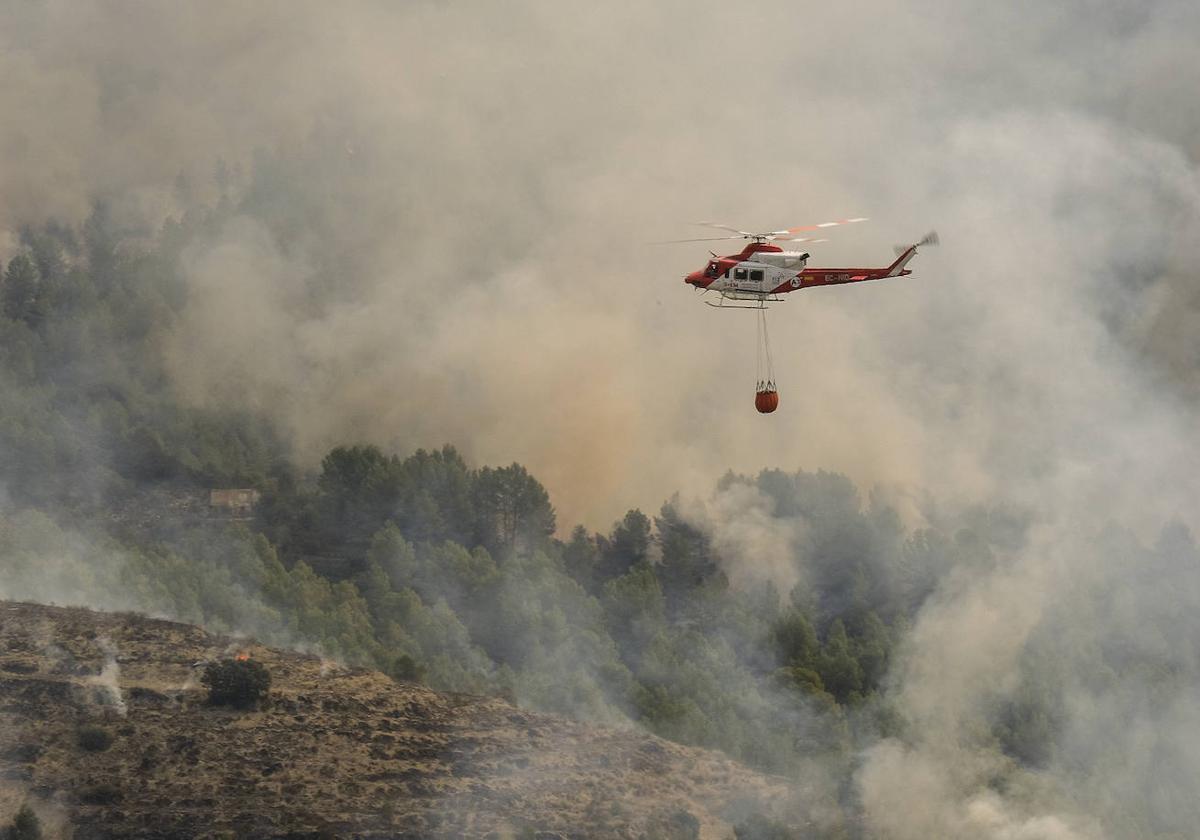 Vista del incendio de Tárbena.