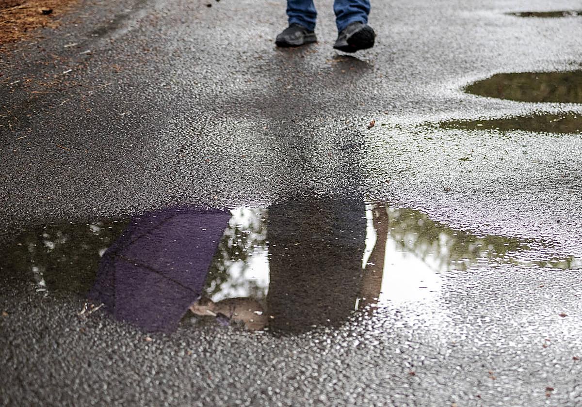 Reflejo de un charco de lluvia en Alicante.