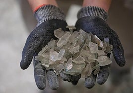 Planta de reciclaje de vidrio.