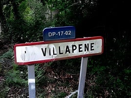 Cartel de la localidad de Villapene
