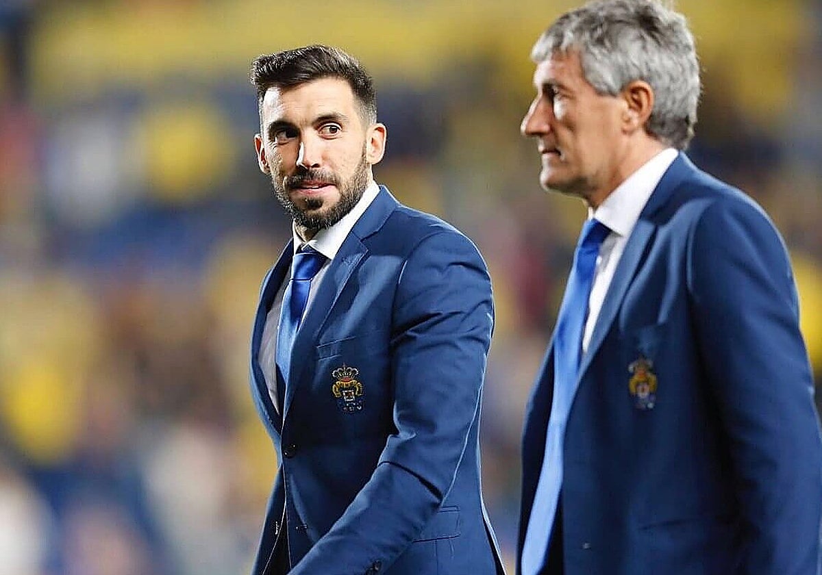 Eder Sarabia, en su etapa como ayudante de Quique Setién en Las Palmas.