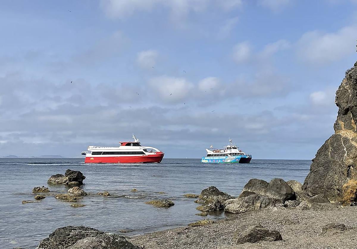 Dos tabarqueras llegan a la isla de Tabarca.