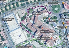 Mapa con la recreación de los accesos a Urgencias.