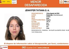 Ficha de búsqueda de Jennyfer Tatiana.