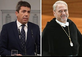 El presidente de la Generalitat, Carlos Mazón, y el rector de la UMH, Juan José Ruiz.