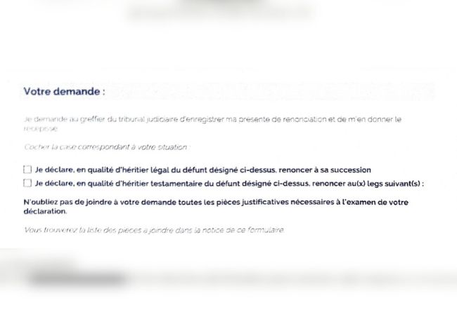 Papeles del Gobierno francés para reclamar una herencia.