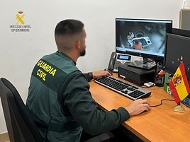 Un agente de la Guardia Civil durante la investigación.