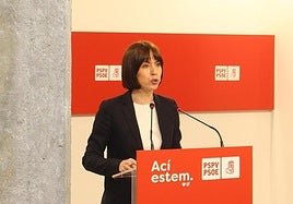 La secretaria general de los socialistas valencianos, Diana Morant, en la comparecencia de este viernes.