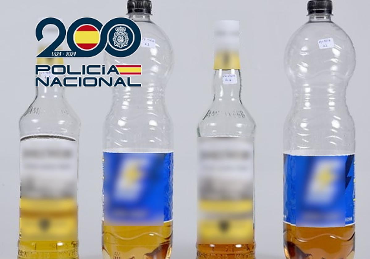 Botellas intervenidas en la operación.
