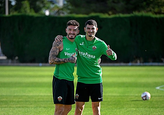 Josan y el Canario Álvarez, en un entrenamiento.