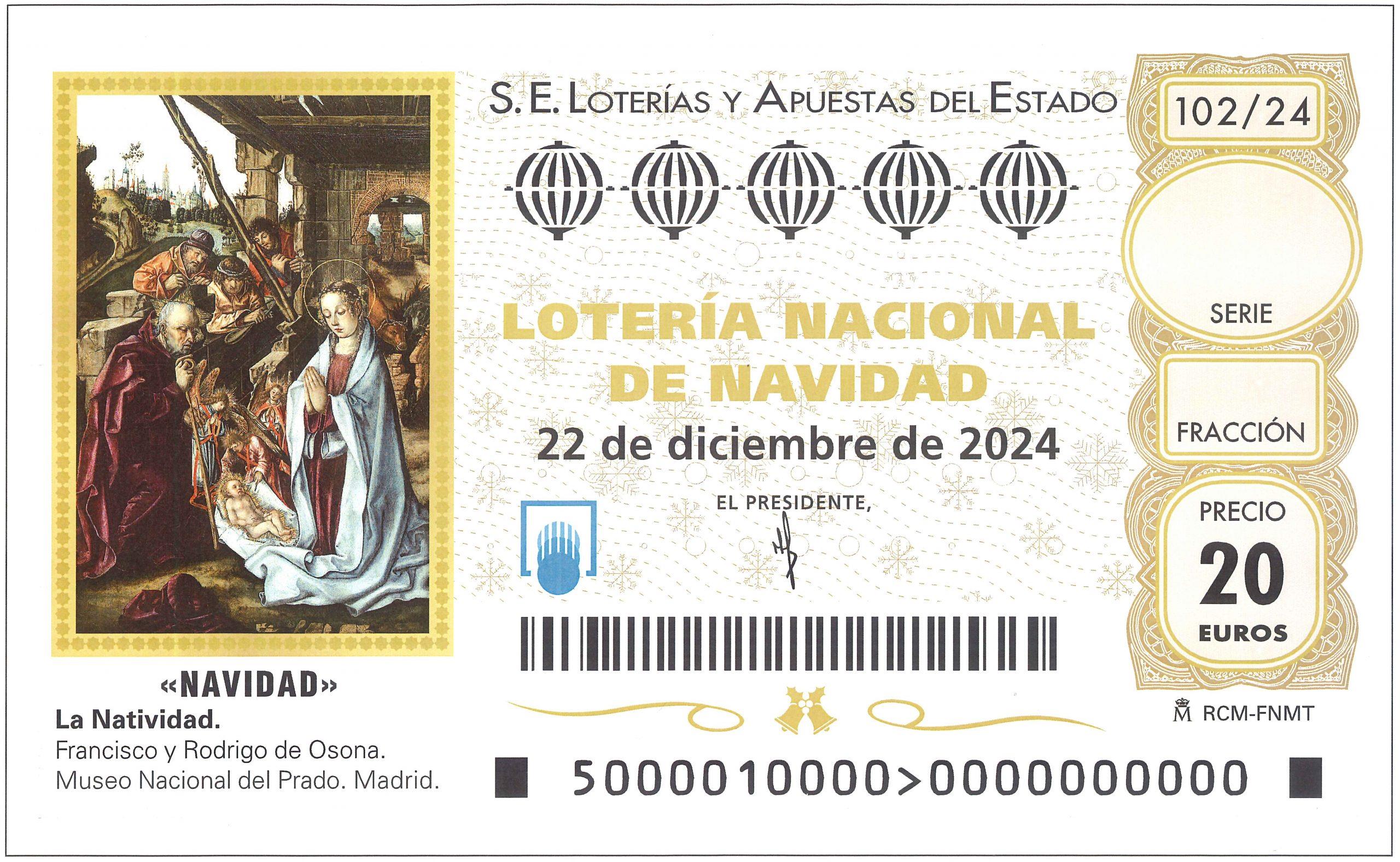 Boleto de Lotería de Navidad con 'La Natividad' de los Osona.