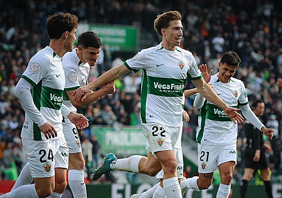 Affengruber celebra el 3-0 frente a la UD Las Palmas.