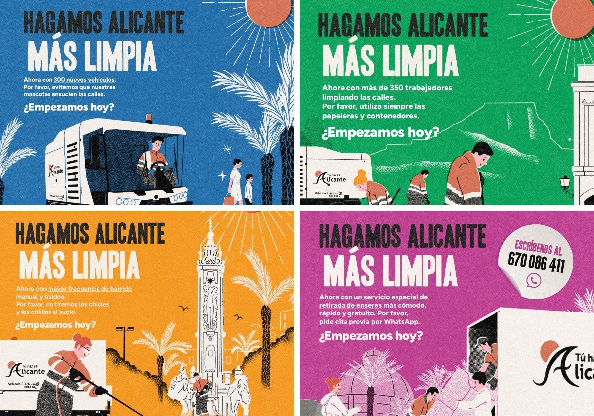 Carteles de la campaña de limpieza.