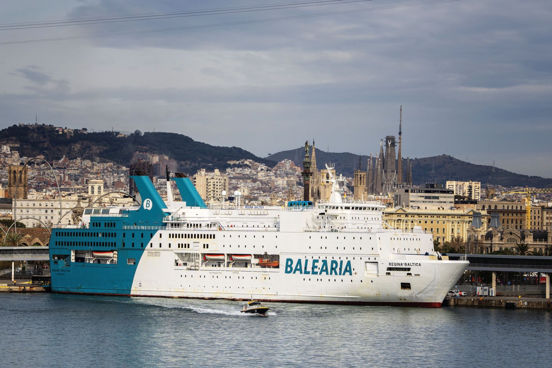 The ship 'Regina Baltica', docked at the port of Barcelona.