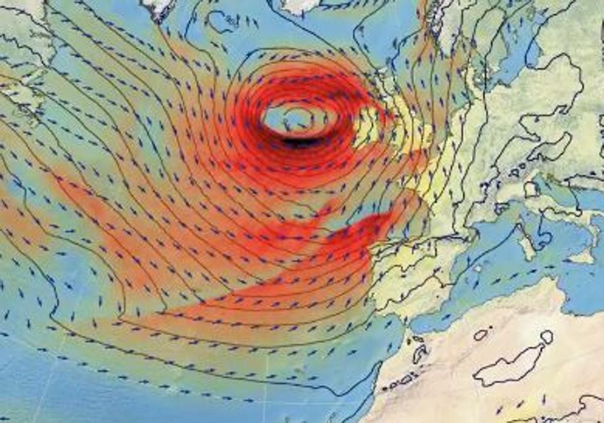 The Atlantic storm, located over the British Isles, will bring strong winds, rain, and even snow to the province of Alicante.