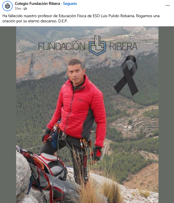 Imagen principal - El escalador muerto en Alcoi era canario y profesor de educación física