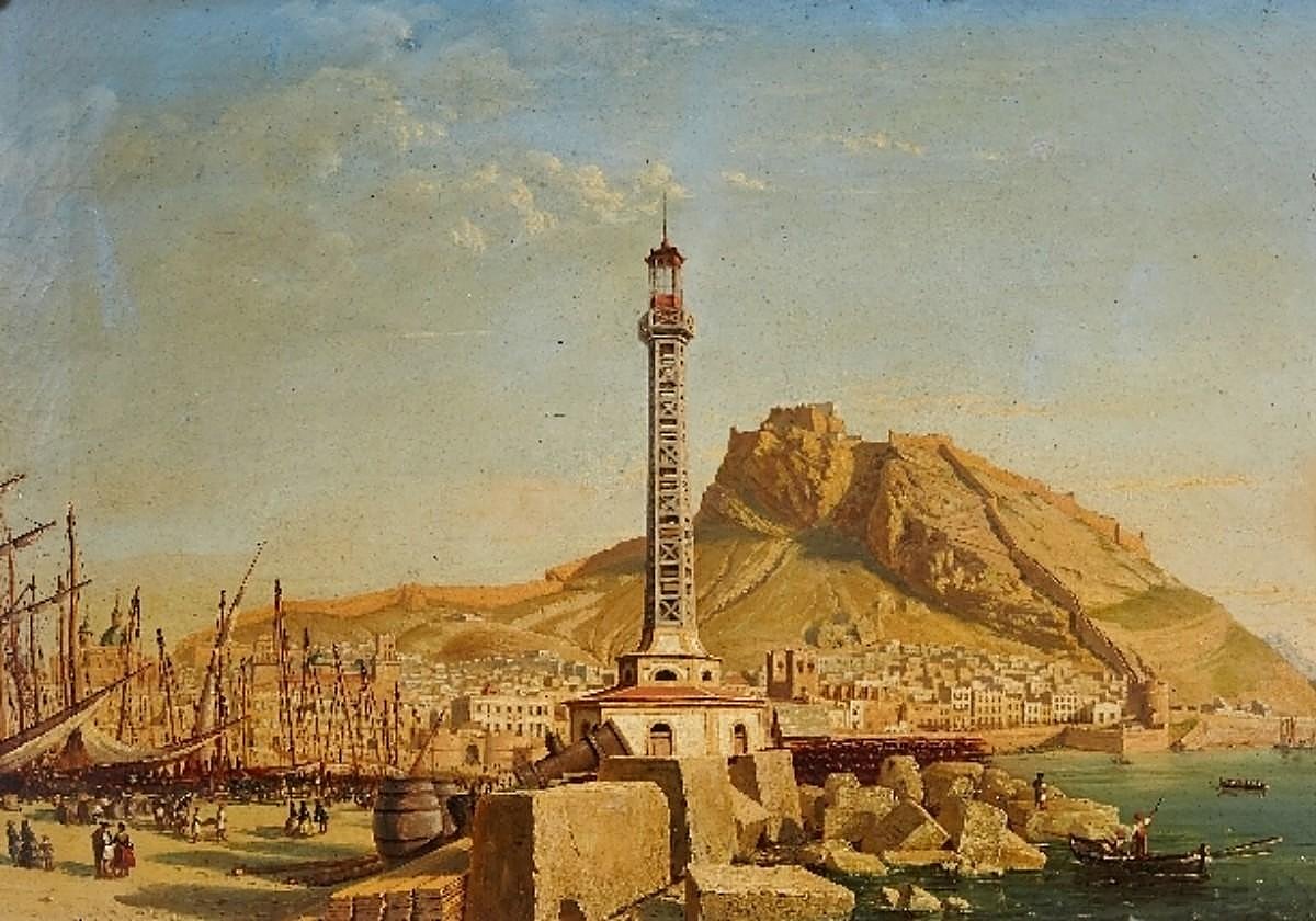 'El faro y los muelles de Alicante'. 1848-1857.