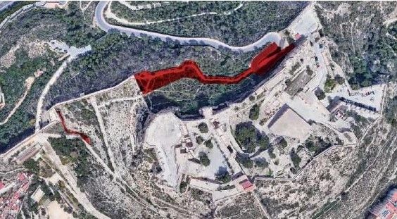 Terreno donde se ejecutarán las obras de la nueva puerta verde del castillo.