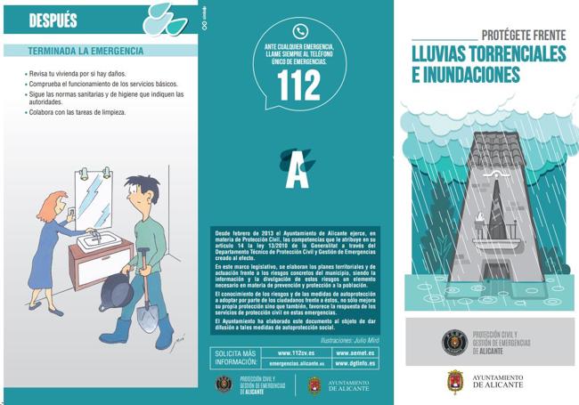 Consejos por lluvias torrenciales e inundaciones del Ayuntamiento de Alicante.