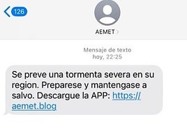 SMS falso que suplanta la identidad de la Aemet.