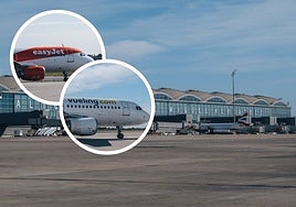 Aeropuerto de Alicante-Elche y aviones de Vueling y EasyJet basados en la terminal alicantina.