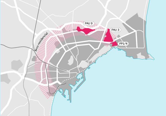 Arco residencial alrededor de la autovía de Alicante.
