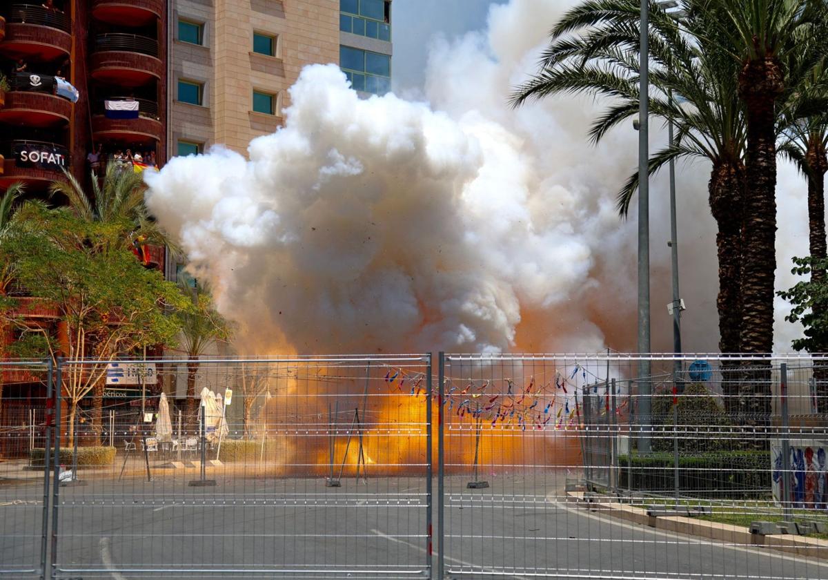 Mascletà in the Plaza de Luceros in Alicante for the Bonfires of San Juan.