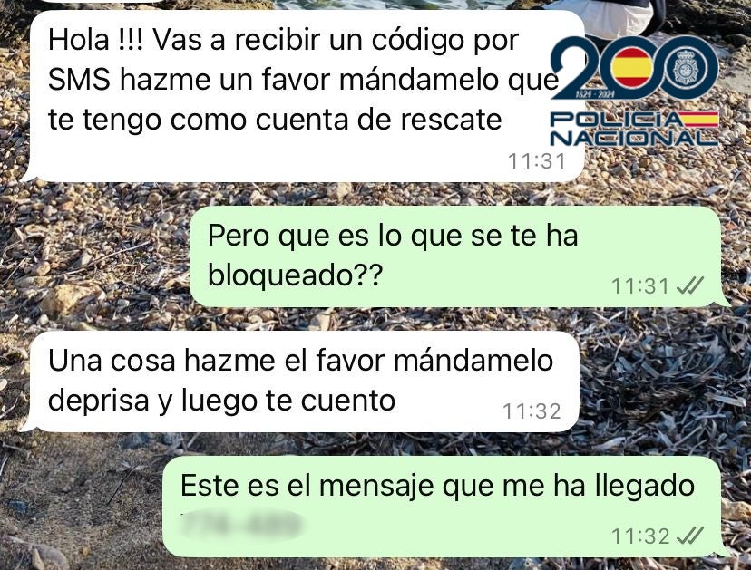 Captura de una conversación de una de las víctimas registradas en Elche.