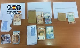 Dinero requisado por la Policía Nacional.