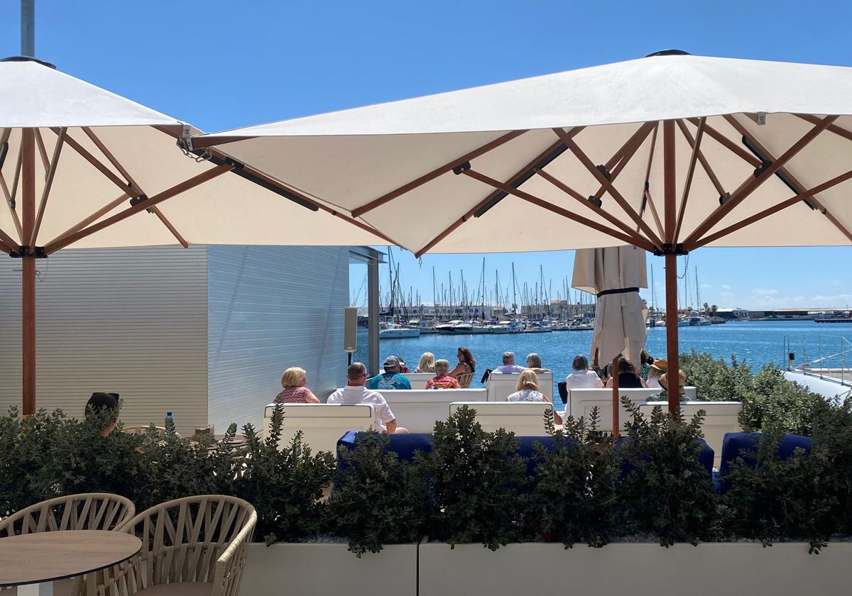 Locals and tourists at the new Noray terrace.