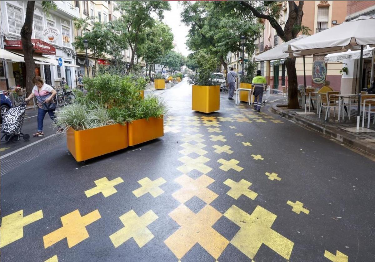 Supermanzana peatonal de La Petxina, en Valencia.