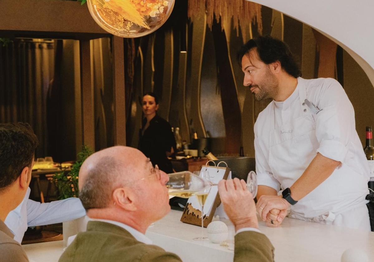 Chef Pablo Montoro attends to his customers during one of the services at his restaurant Espacio Montoro in Alicante.