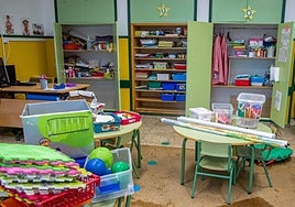 Imágenes de un colegio con las clases suspendidas.