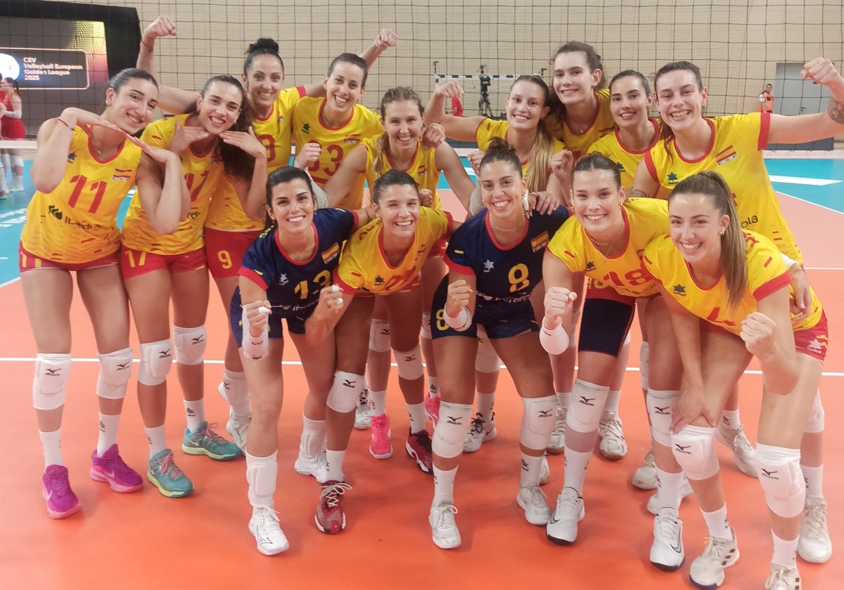 The Lionesses of Volleyball celebrate their victory against Montenegro last week.