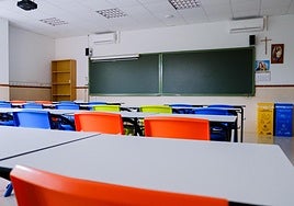 Aula escolar, preparada para recibir a los alumnos.