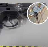 Edit del arma utilizada para el robo y uno de los miembros de la banda captado durante un asalto.