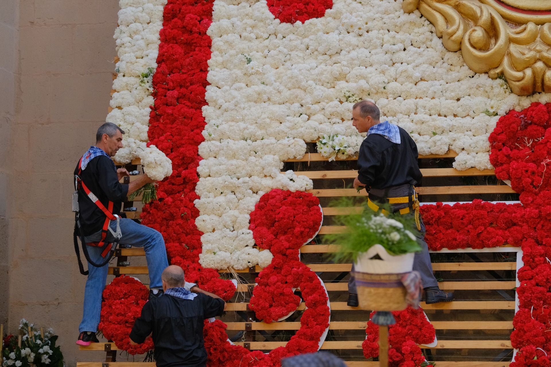 Las Hogueras se llenan de flores para la Virgen del Remedio