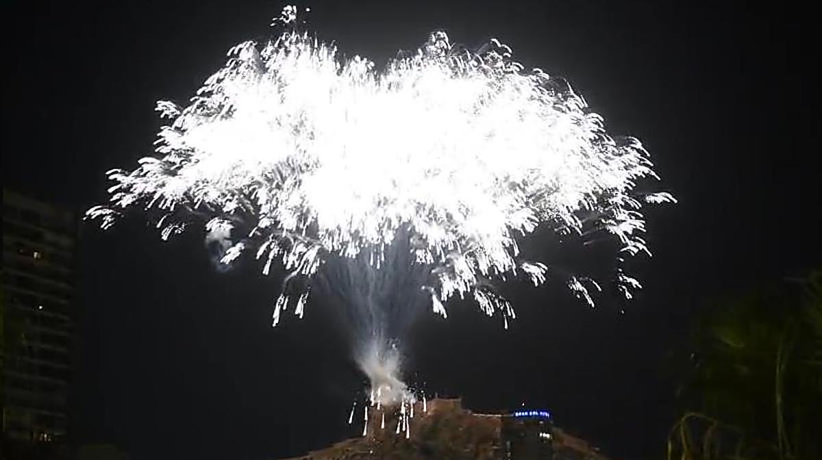 VÍDEO: La palmera que ilumina Alicante antes de quemar las Hogueras