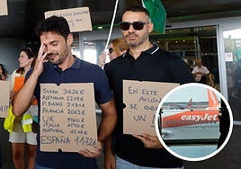 Trabajadores de EasyJet protestando/Avión de EasyJet.