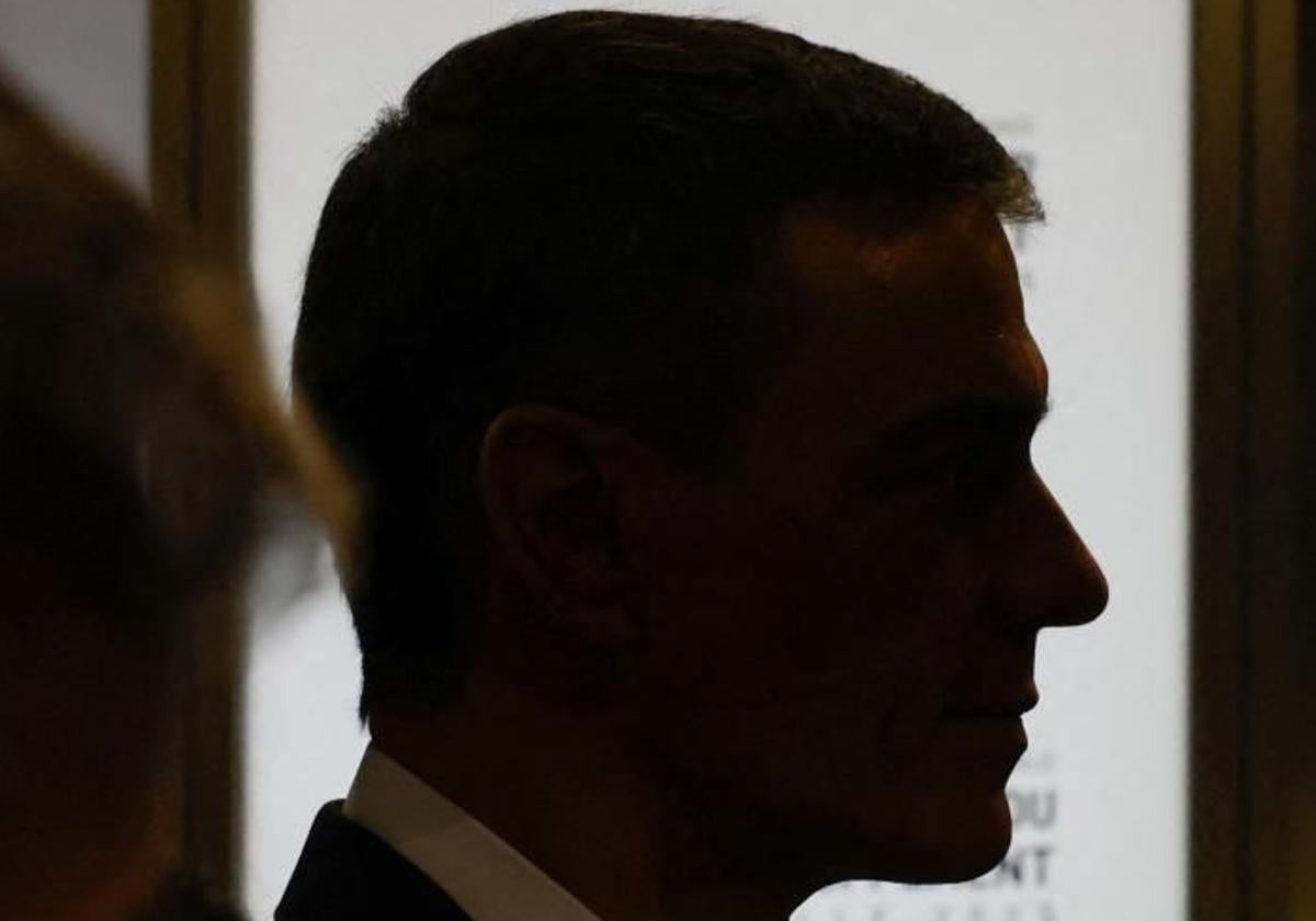 Profile of the Prime Minister, Pedro Sánchez, during the UN Convention in Seville.