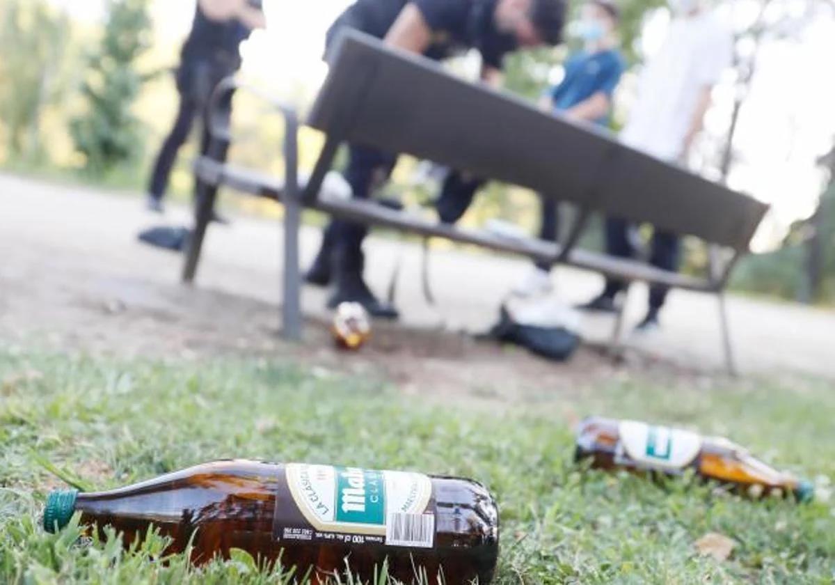 Remnants of a drinking session in a park