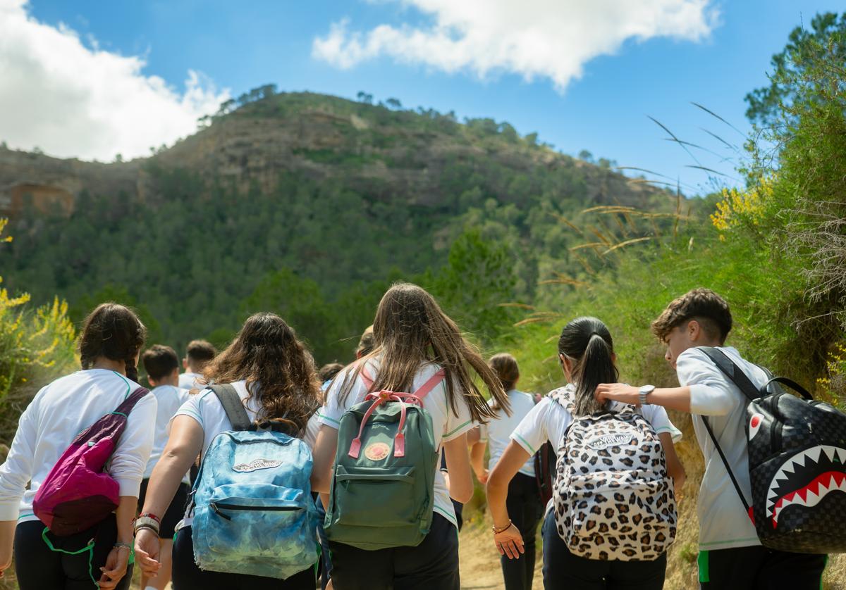 Niños paseando en la montaña