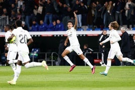 Álvaro Rodriguez, celebrando un gol con el Real Madrid