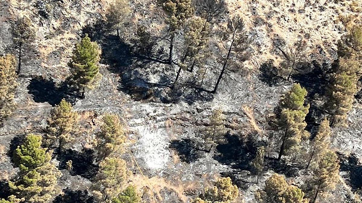 Así se ve el incendio de Ibi a vista de pájaro