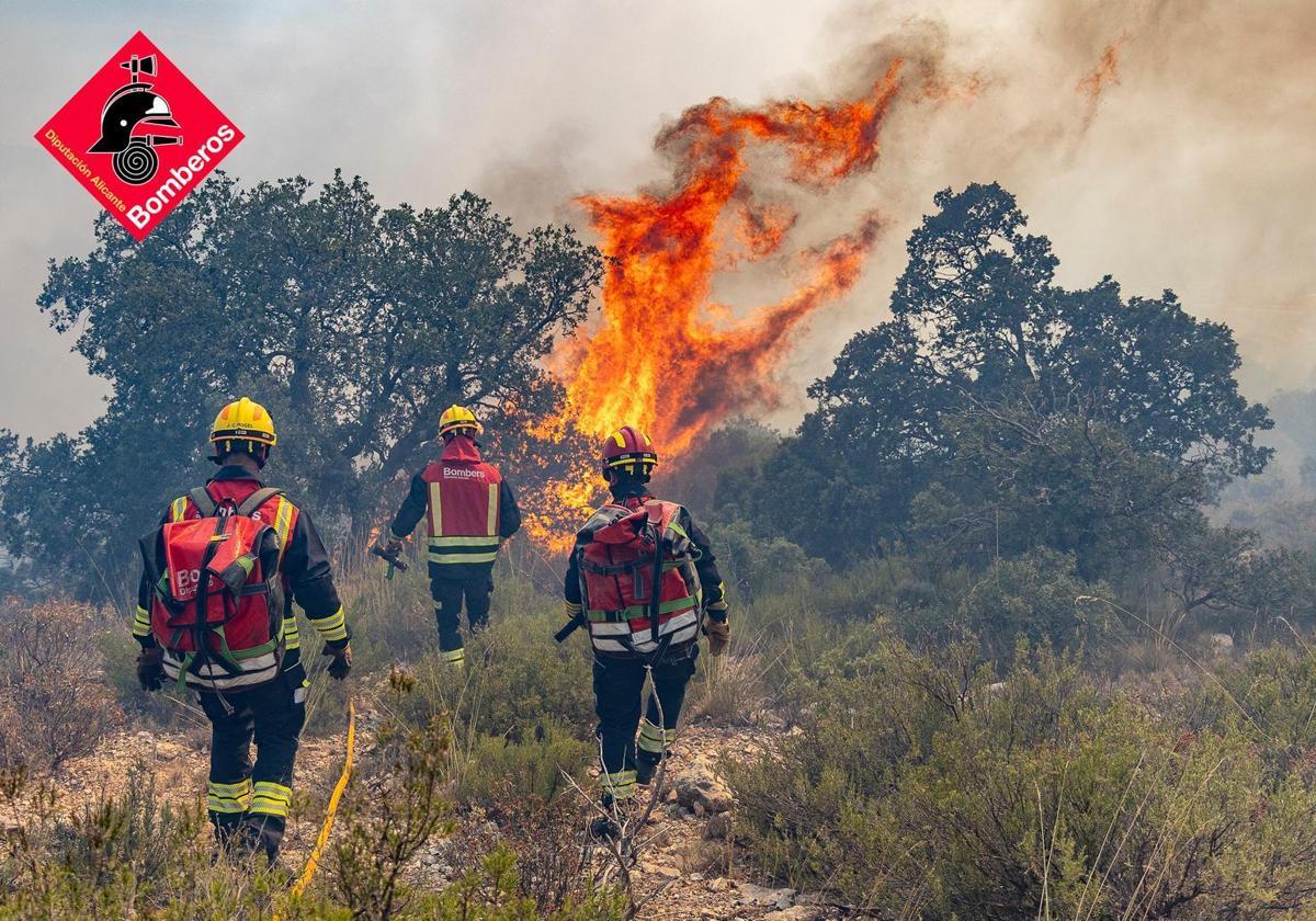 Imagen principal - The forest fire in Ibi is under control and the one in Villena is progressing favourably