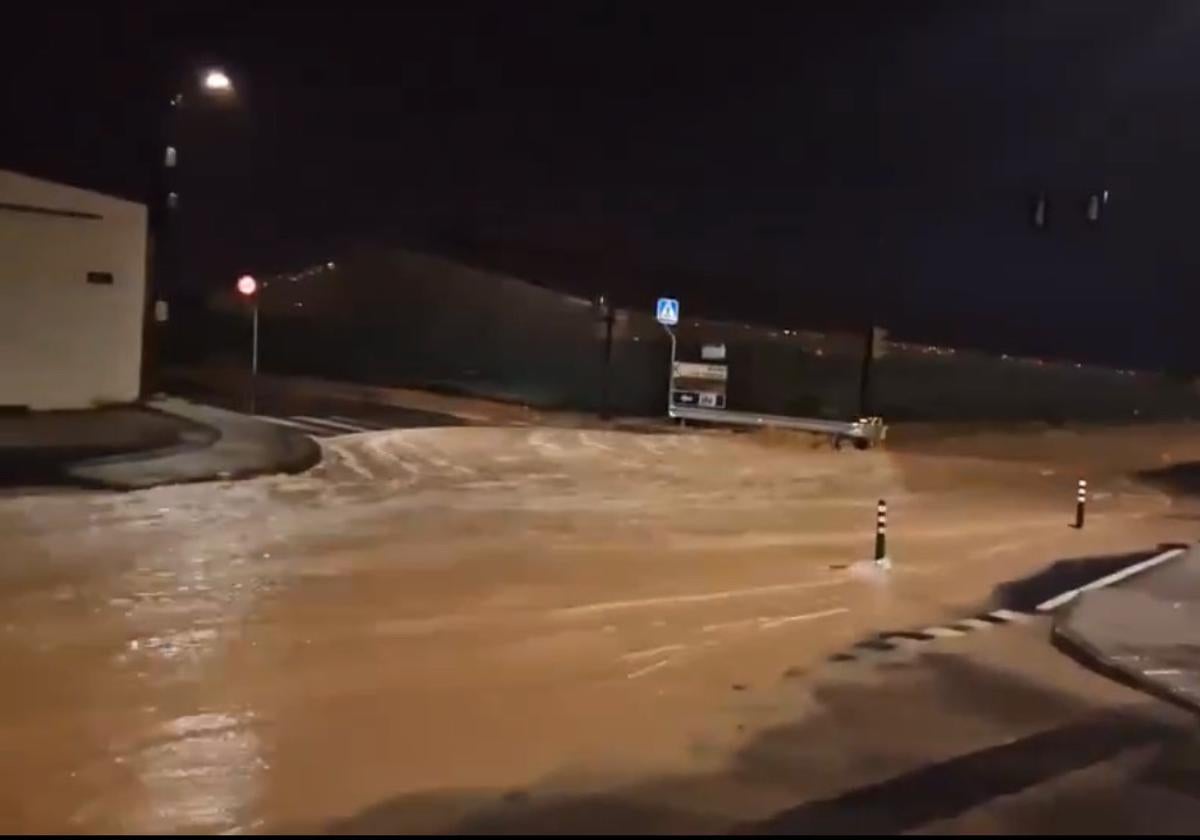 Water flows through the streets of Pilar de la Horadada.